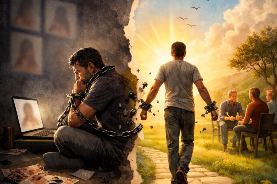 גבר צופה בפורנוגרפיה